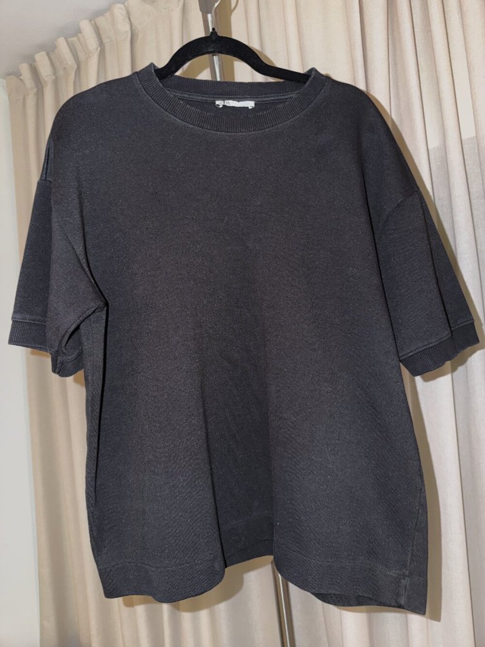 Zara Washed Black Oversized T-Shirt Size L